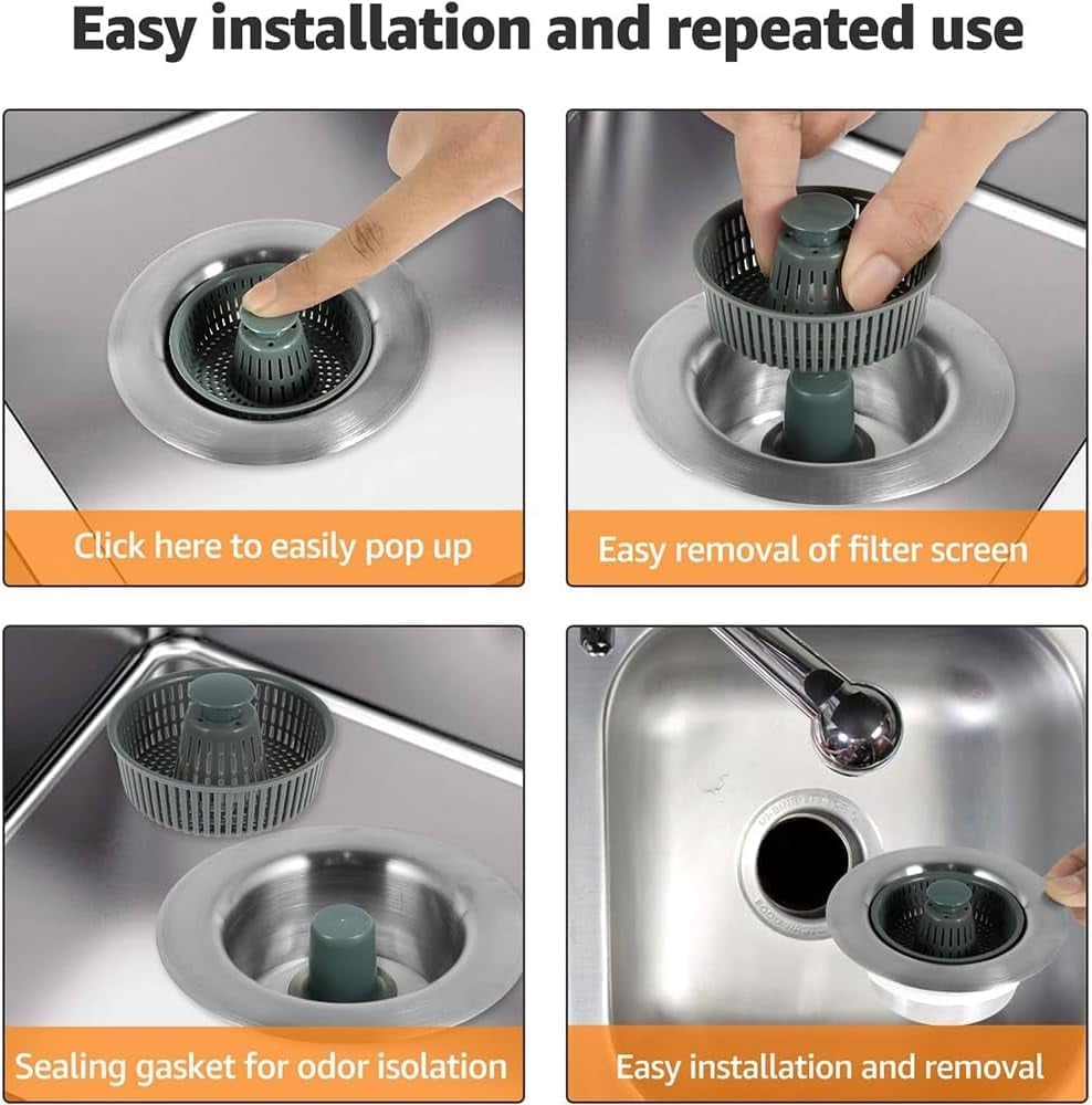 Installation and cleaning steps for the sink bounce core strainer