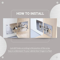 Cabinet hinge repair plate installation illustration