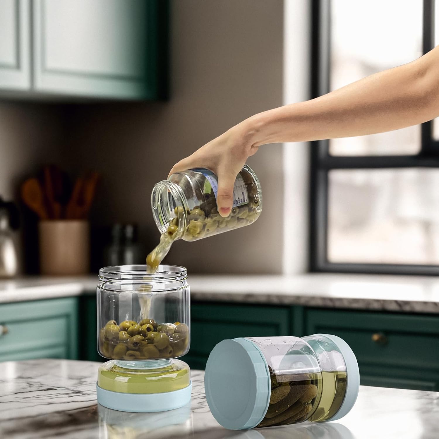 Glass Pickle and Olive Jar
