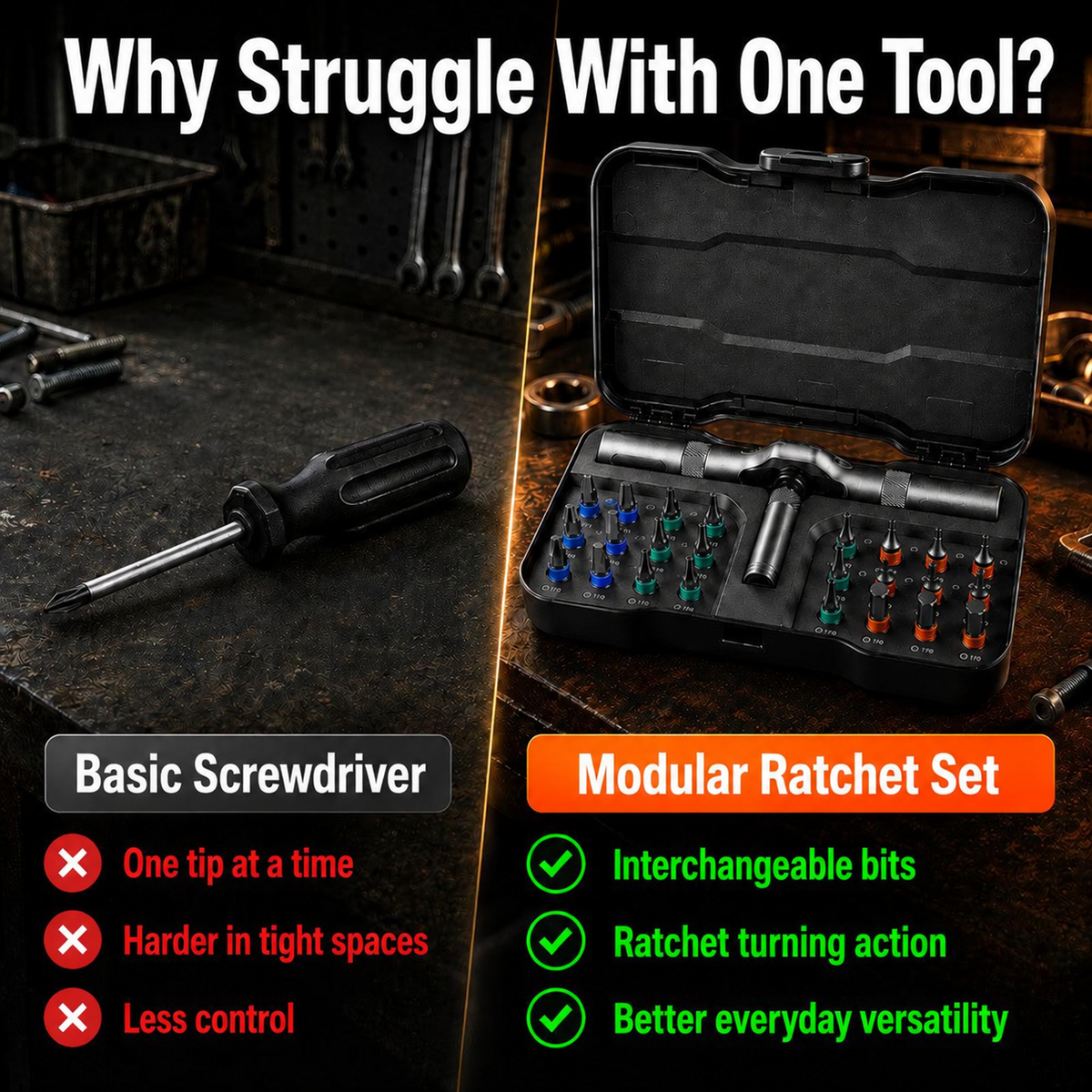Modular Ratchet Screwdriver Set