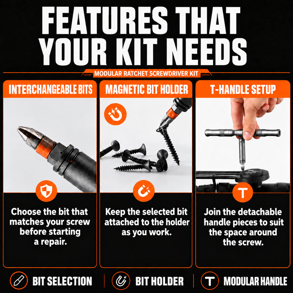 Modular Ratchet Screwdriver Set