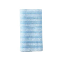 Blue exfoliating back towel folded flat