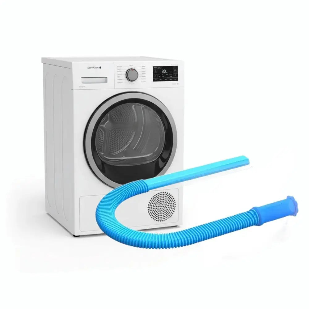Dryer vent hose shown next to a dryer
