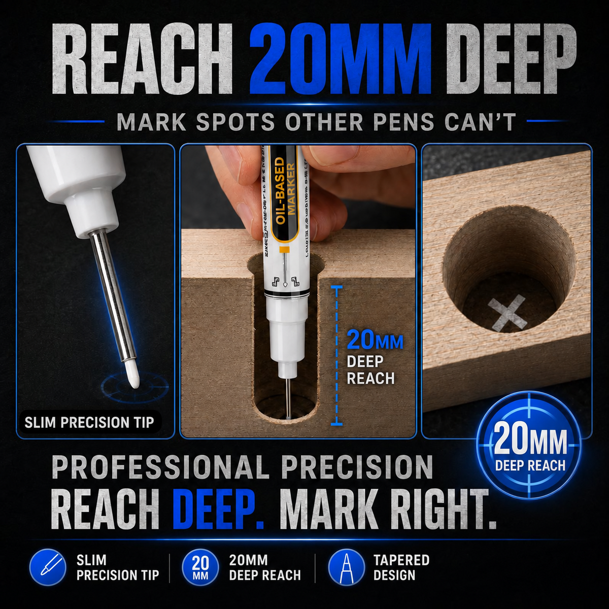 White-Ink Deep-Hole Markers — 10 Pieces