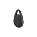 Black loop-topped rechargeable keychain device on a plain white background with a circular front panel and green indicator