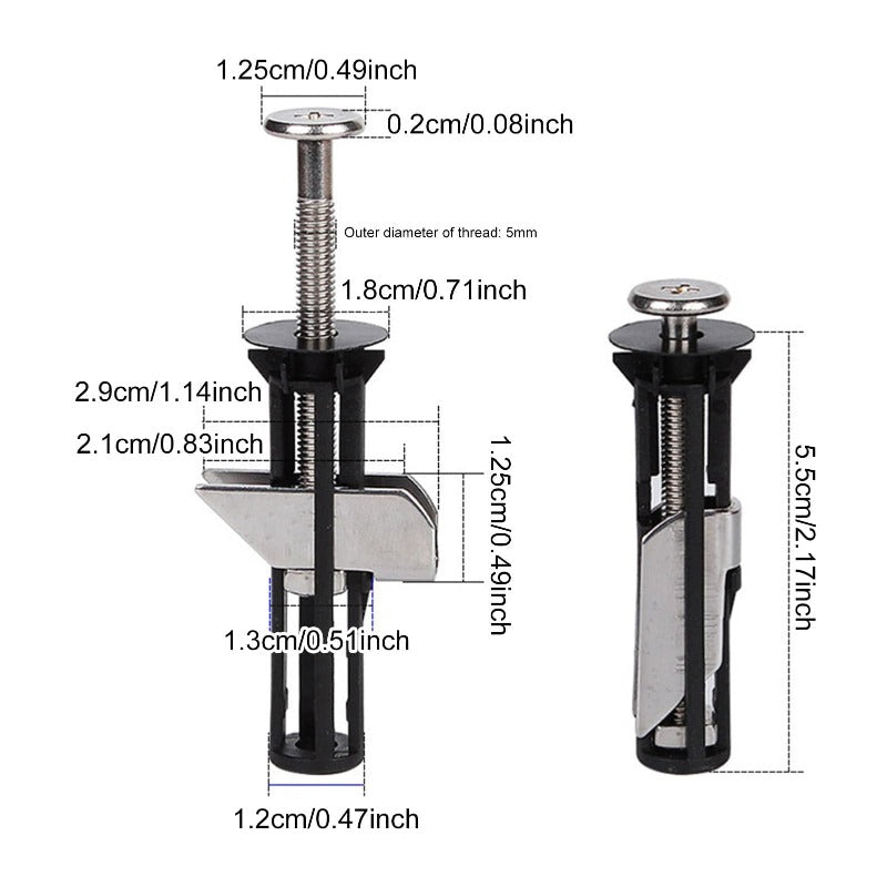 Top-Tightening Toilet Seat Fasteners — 2 Pieces