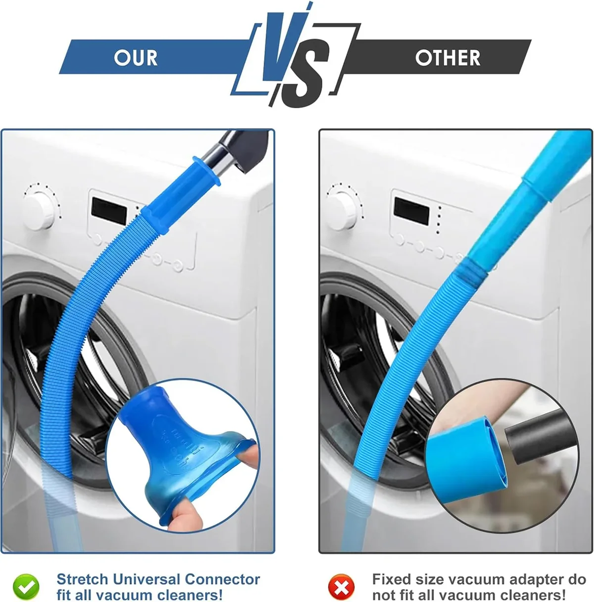 Dryer vent hose elastic connector comparison image