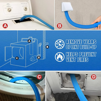 Dryer vent hose shown in multiple use locations around a dryer
