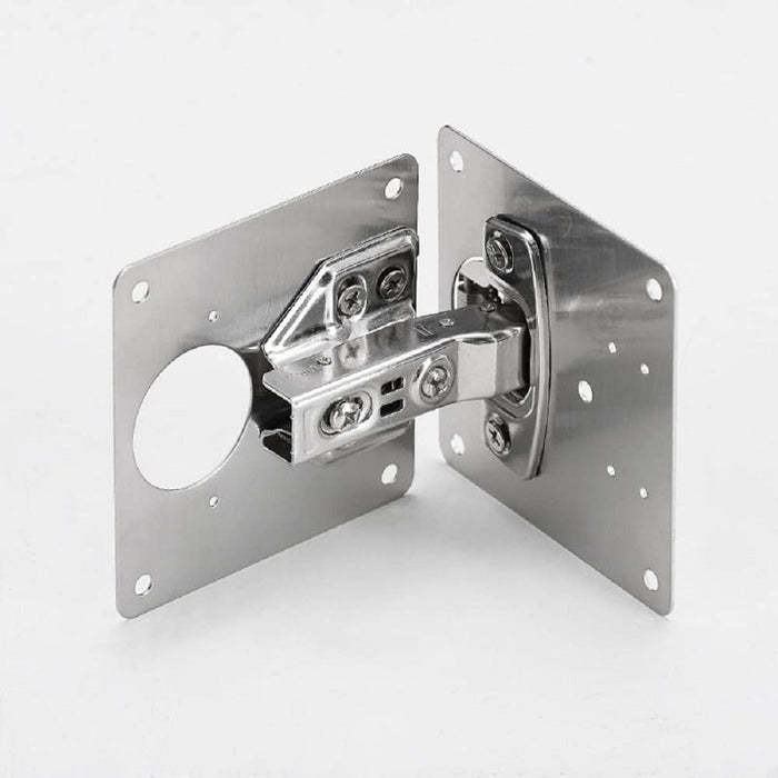 Single stainless steel cabinet hinge repair plate