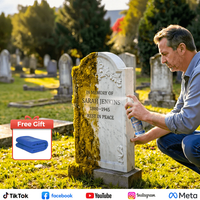 Headstone cleaning spray in cemetery setting