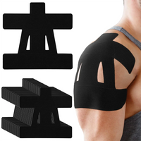 Black pre-cut shoulder patch shown beside an applied black patch on an upper arm